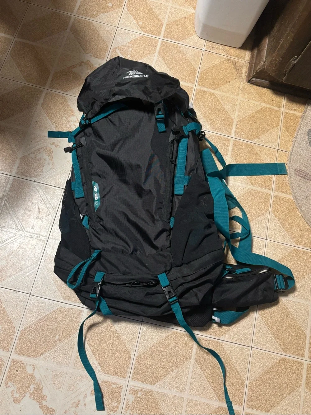High Sierra Black and Teal Outdoor Backpack